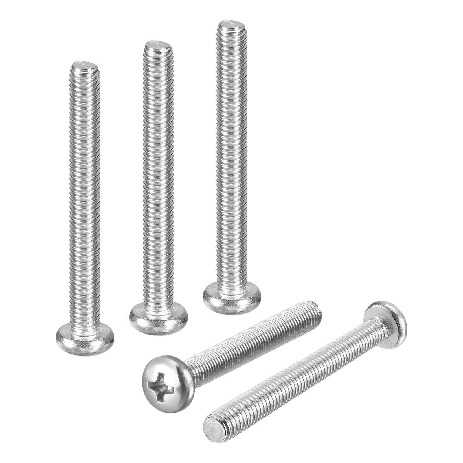 DTGN M5-0.8x45 Pan Head Machine Screws - 20pcs - Good for Machinery - 304 Stainless Steel Phillips Machine Screws Bolts - Silver