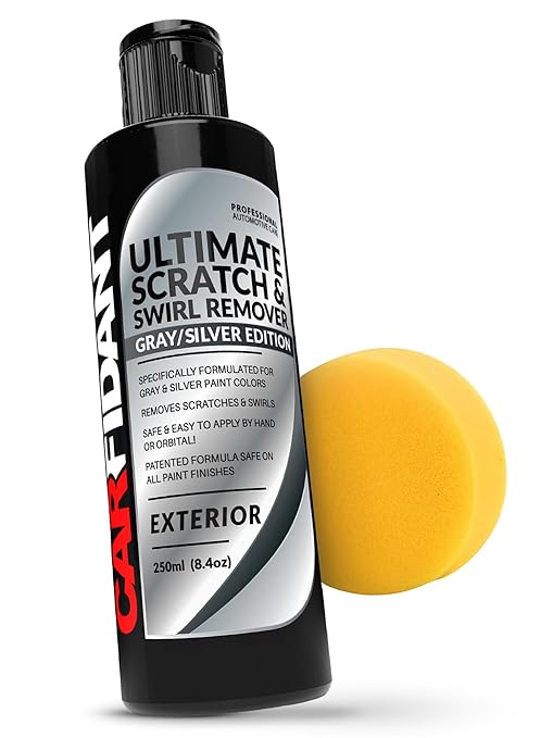 Carfidant Gray and Silver Scratch and Swirl Remover Kit, Car Scratch Remover for Deep Scratches with Buffer Pad, Rubbing Compound for Cars - 8.4 fl. Oz.
