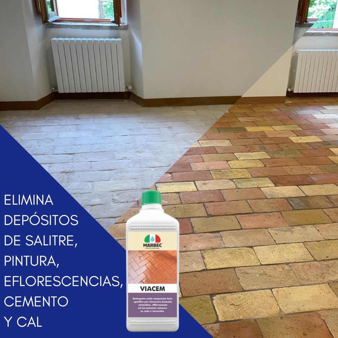 MARBEC VIACEM 20LT Potente detergente ácido tamponado para terracota. Elimina incrustaciones y lechadas de cemento, ideal para la limpieza de terracota después de la obra.
