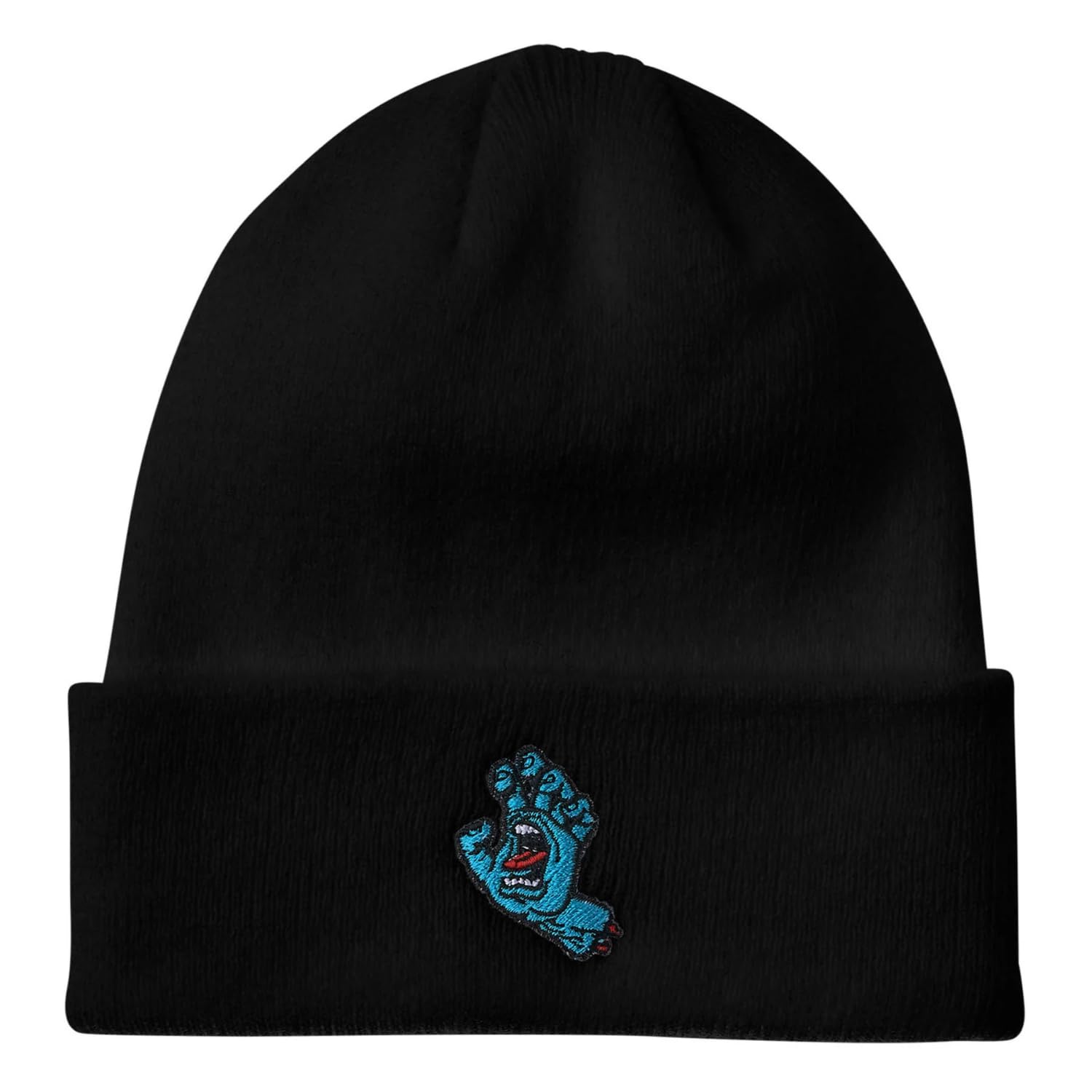 Santa Cruz Men's Black Unisex Long Shoreman Screaming Hand Beanie Skate Hat, One Size