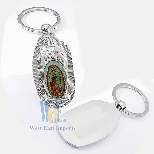 Miniatura 5 de Nuestra Señora de Guadalupe Bautismo Llavero Favores (12 PCS) Recuerdos De Mi Bautizo Primera Comunión Nuestra Virgen De Guadalupe Llaveros, plateado
