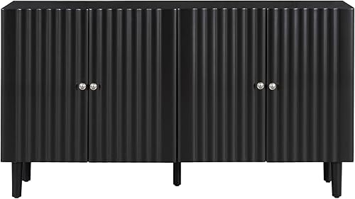 Miniatura 281 de Aparador moderno y elegante con patas y asas de metal dorado y estante ajustable, mesa consola clásica de 60 pulgadas, mesa de sofá, mesa de entrada