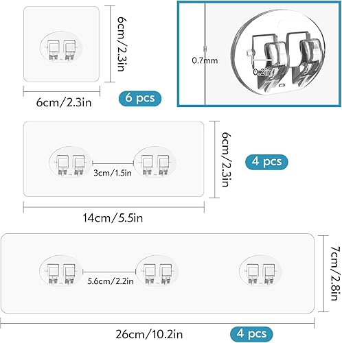 Miniatura 2 de Paquete de 14 adhesivos para regadera, ganchos adhesivos fuertes, soporte para jabón, estante de baño, estante de cocina