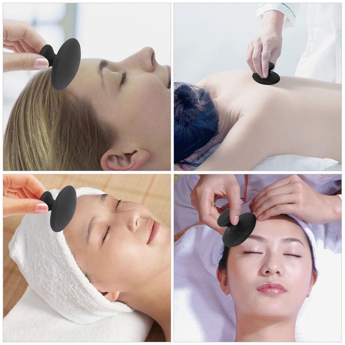 Ciieeo Massaggiatore Pietre Calde e Basalto 4 Pezzi per Massaggio Viso e Rilassamento Muscolare Strumento Gua Sha per Trattamento Facciale