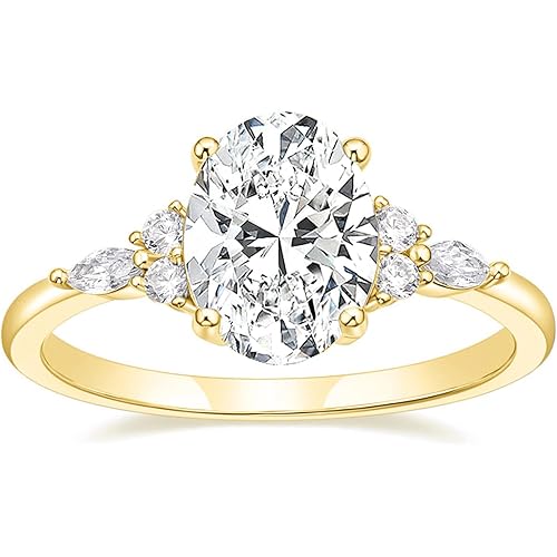 TIGRADE 3CT Engagement Ring Oval Cut Cubic Zirconia Marquise Round CZ Eternity Wedding Band for Women Size 3-12