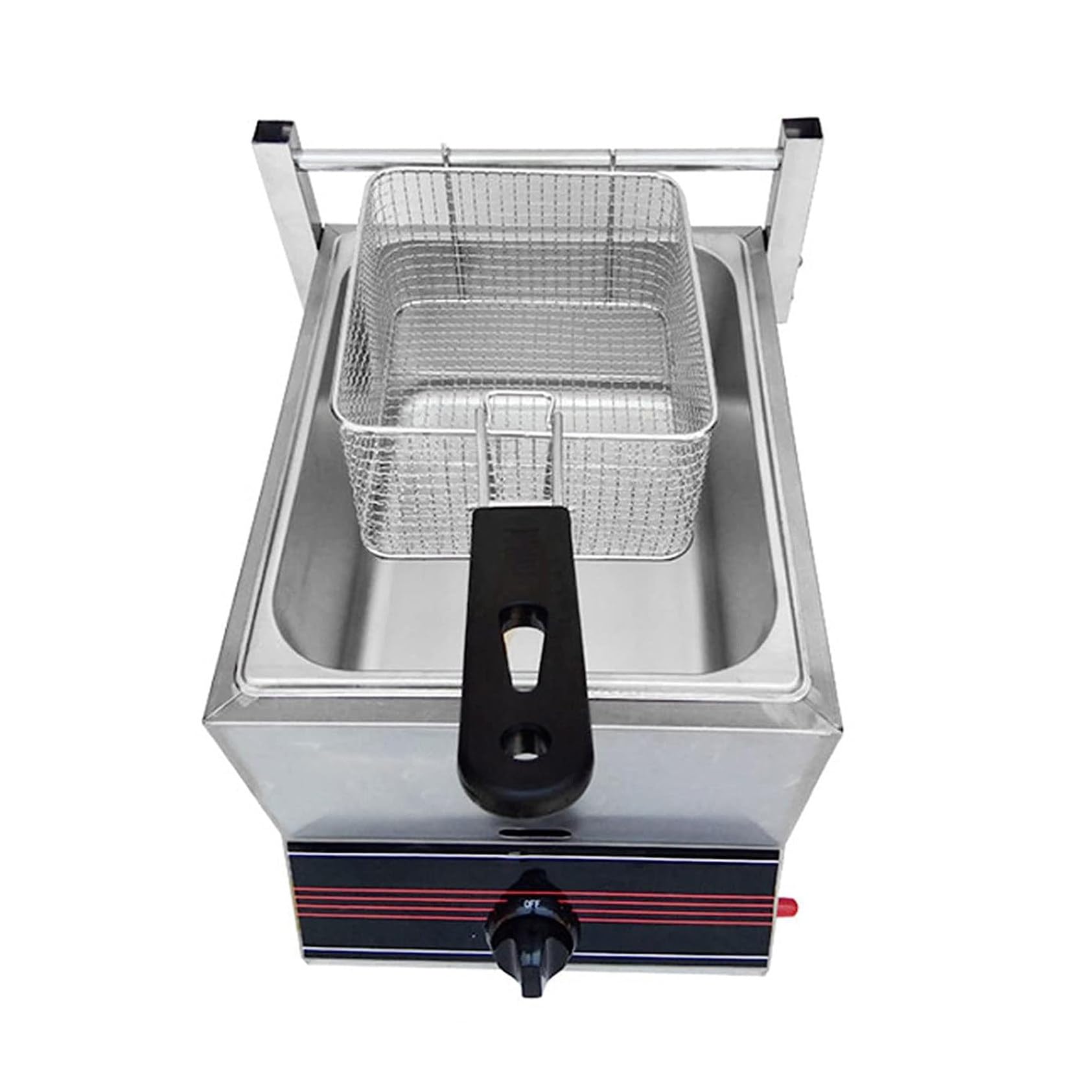 Gas Fryer Deep Fat Fryer, Stainless Steel Fryer, Manual Adjustment Temperature with Lid for Commercial Restaurant Home Kitchen Equipment, Easy Clean (A)