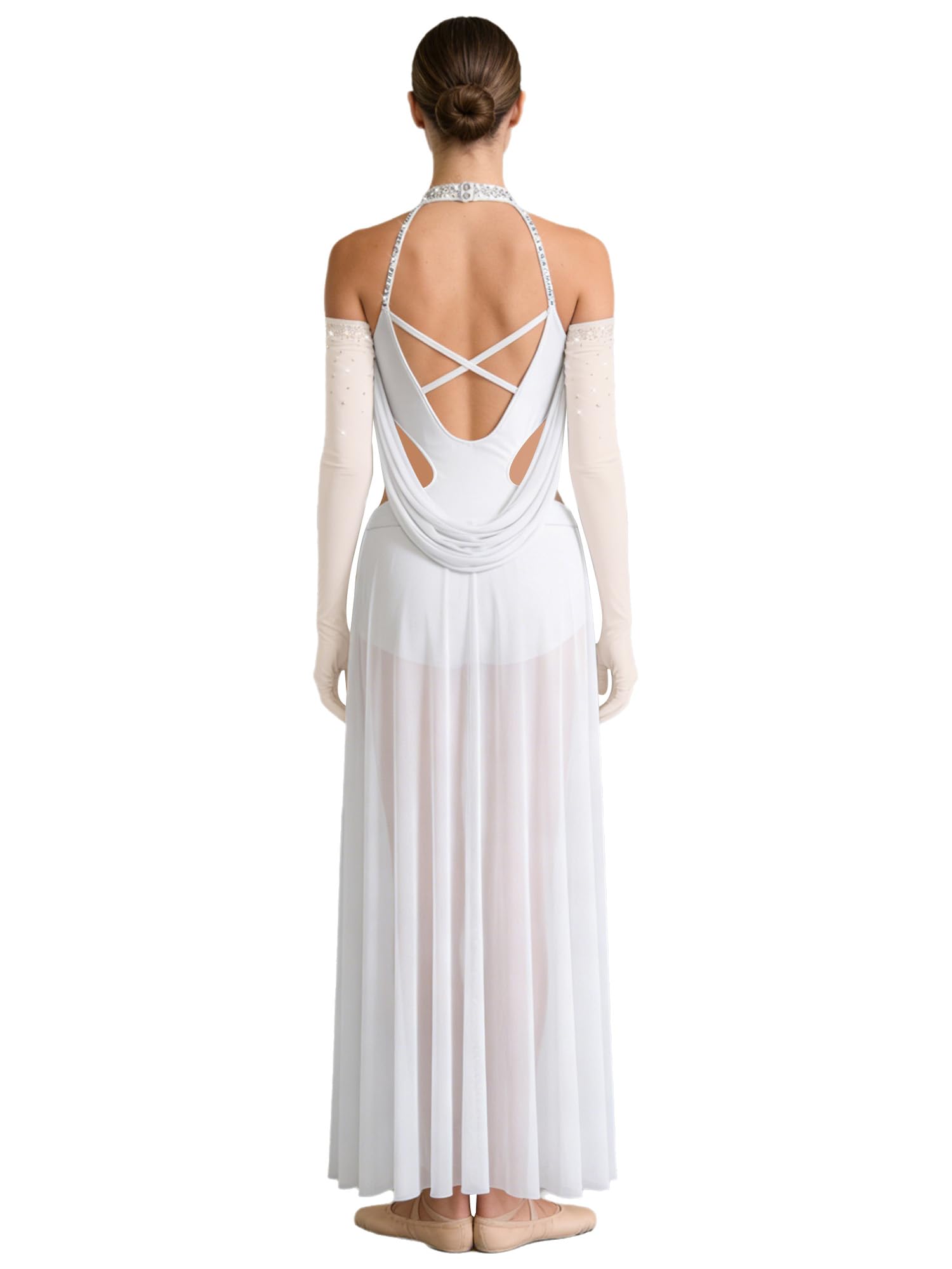 ranrann Vêtement Ballet pour Femme Jupe en Tulle Fluide en Mesh Robe avec Jupe De Tulle Découpée Et Voile Flottant Robe Longue Maxi Vacances