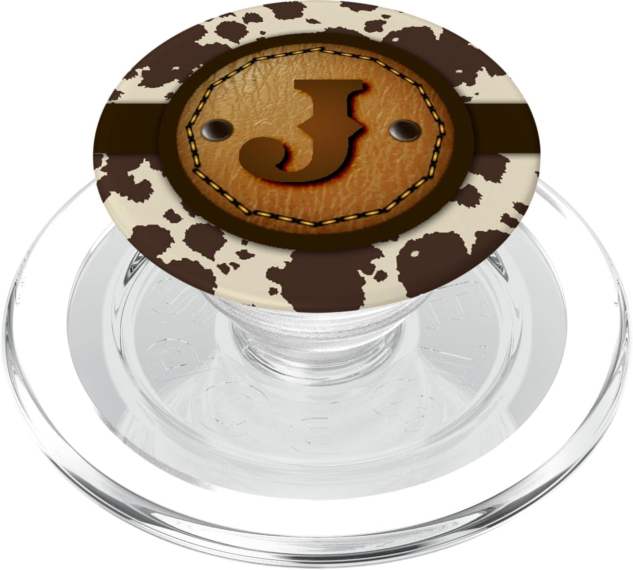 Brown Cow Western Print Monogram - Initial Letter J PopSockets PopWallet for MagSafe