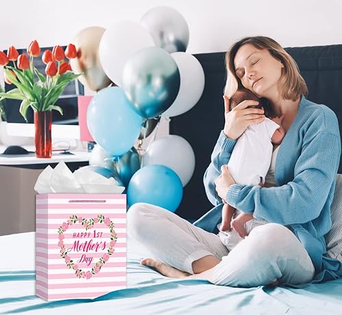 Miniatura 4 de WaaHome Bolsa de regalo para el primer día de la madre con papel de seda, regalos para el primer día de la madre para primera vez, esperando, nueva