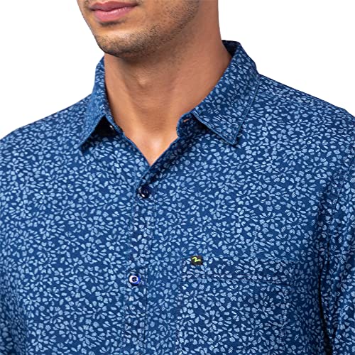 Image of Spykar Men's Slim Fit Flat Collar Full Sleeve Printed Casual Shirts