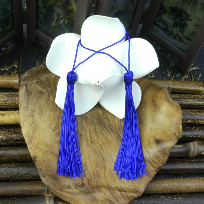 Lot De 100 Pompons Soie Bleu Royal 13cm - Glands Déco Pour Marque-pages, Bijoux & DIY