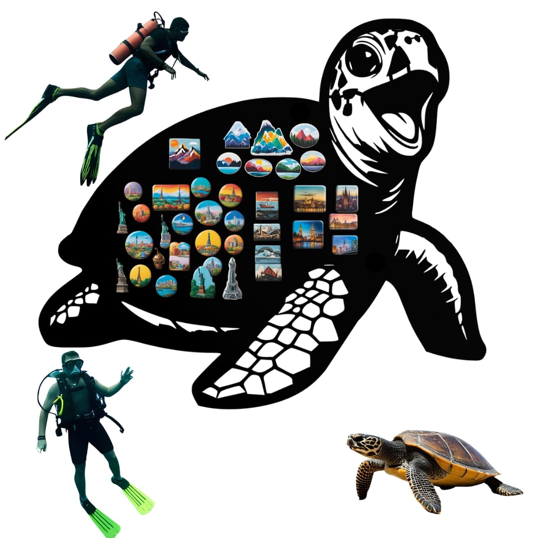 Tableau Magnétique tortue Noir 43x50 cm