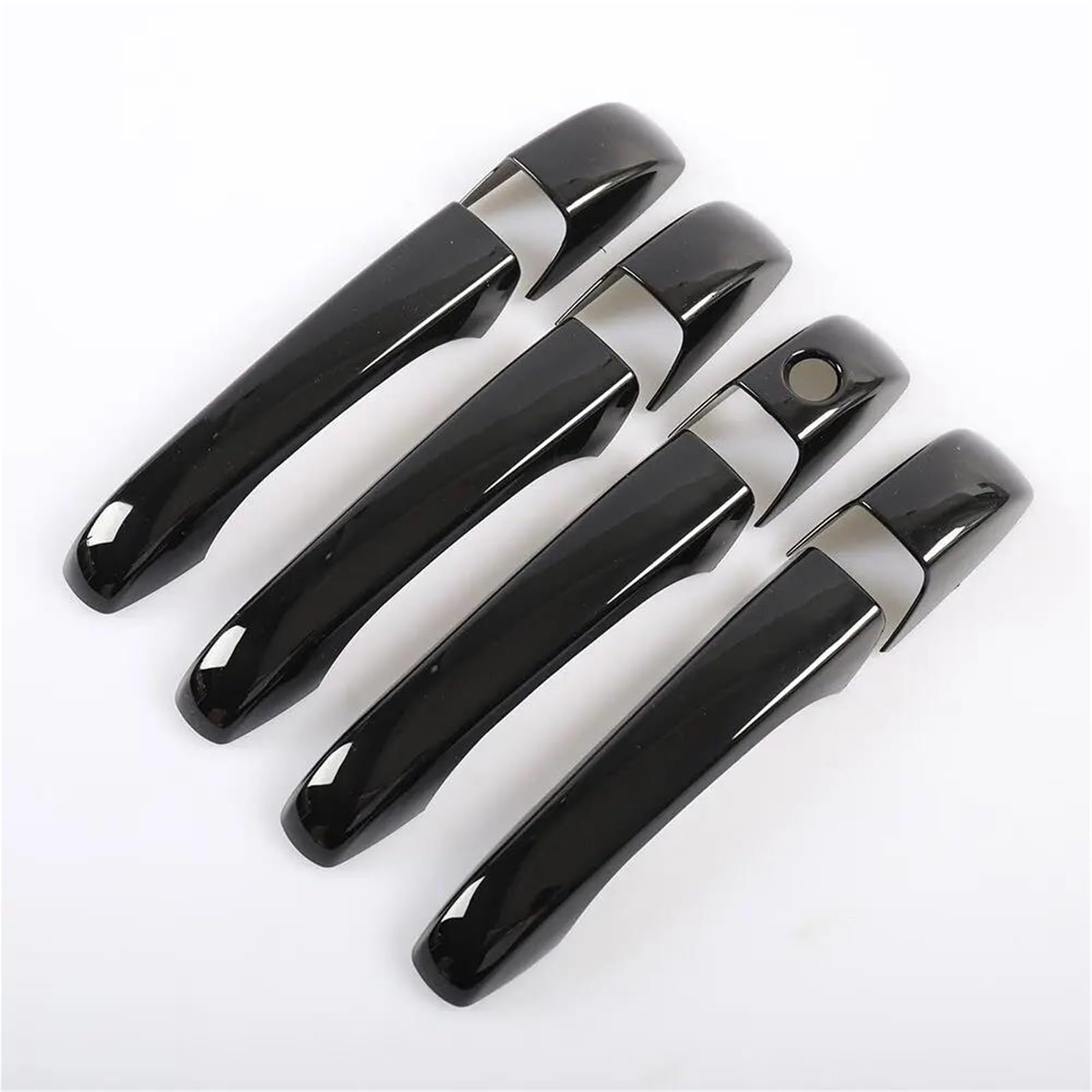 HETEVSCCK for Chrysler 300 300C 2005 2006 2007 2008 2009 2010 Glossy Black Chrome Car Door Handle Cover Trim Sticker(Black no Button)