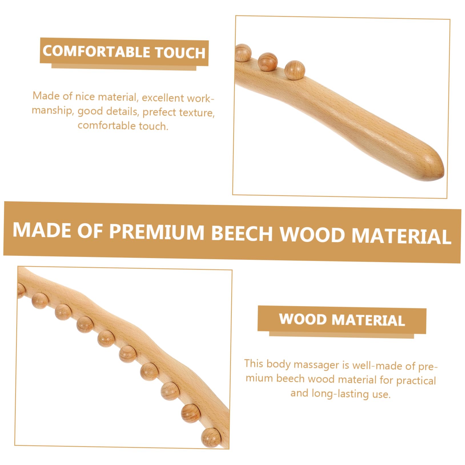 SOESFOUFU Ten-Bead Rolling Stick Manual Massage Tools Lymph Stim Wooden Scraping Tool Whole Body Massager