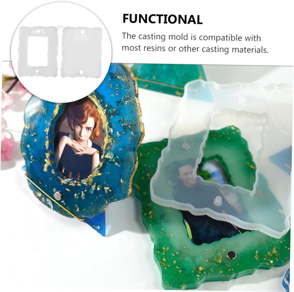 1pc Silicone Photo Frame Mold Flexible Epoxy Geometric Design for Custom Picture Frames Easy to Use for Beginners for Creative Projects and