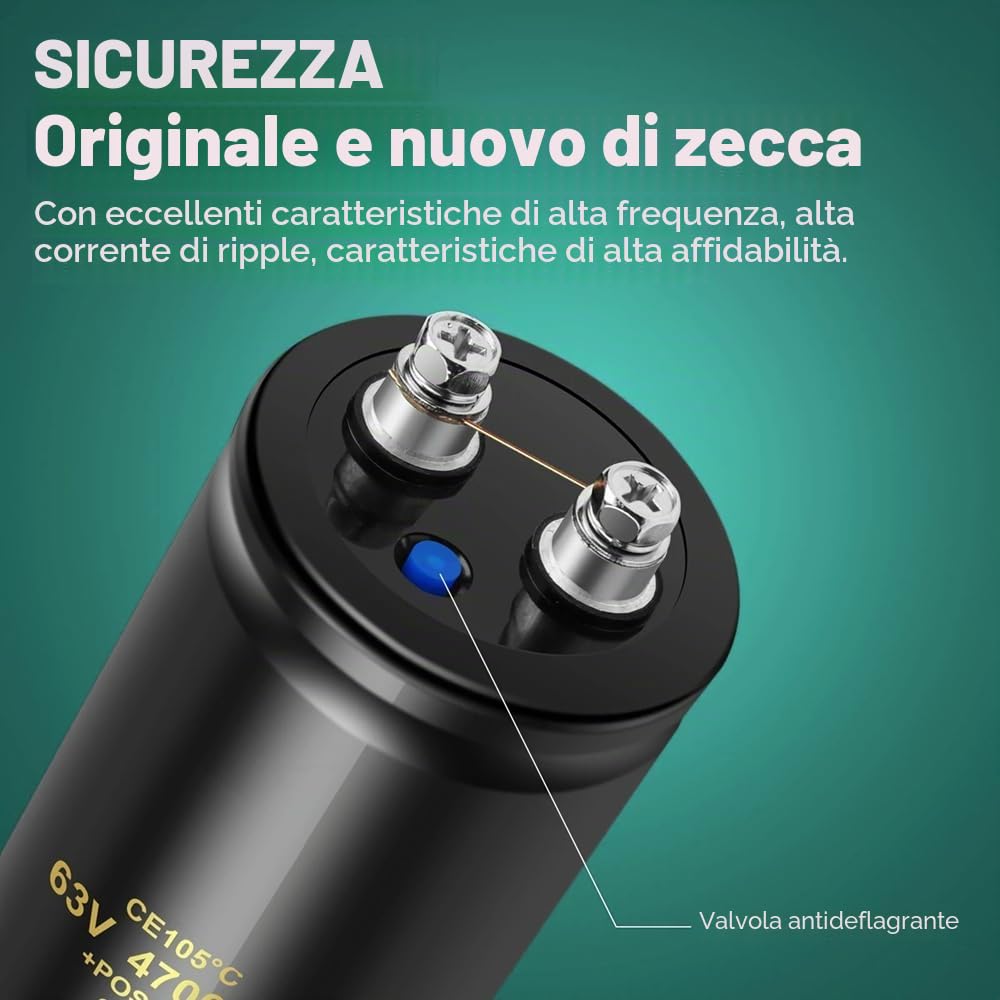 2200UF/450V 50 * 105mm Condensatore elettrolitico di tipo Bolt ad alta capacità per sistemi di alimentazione e applicazioni ad alta tensione