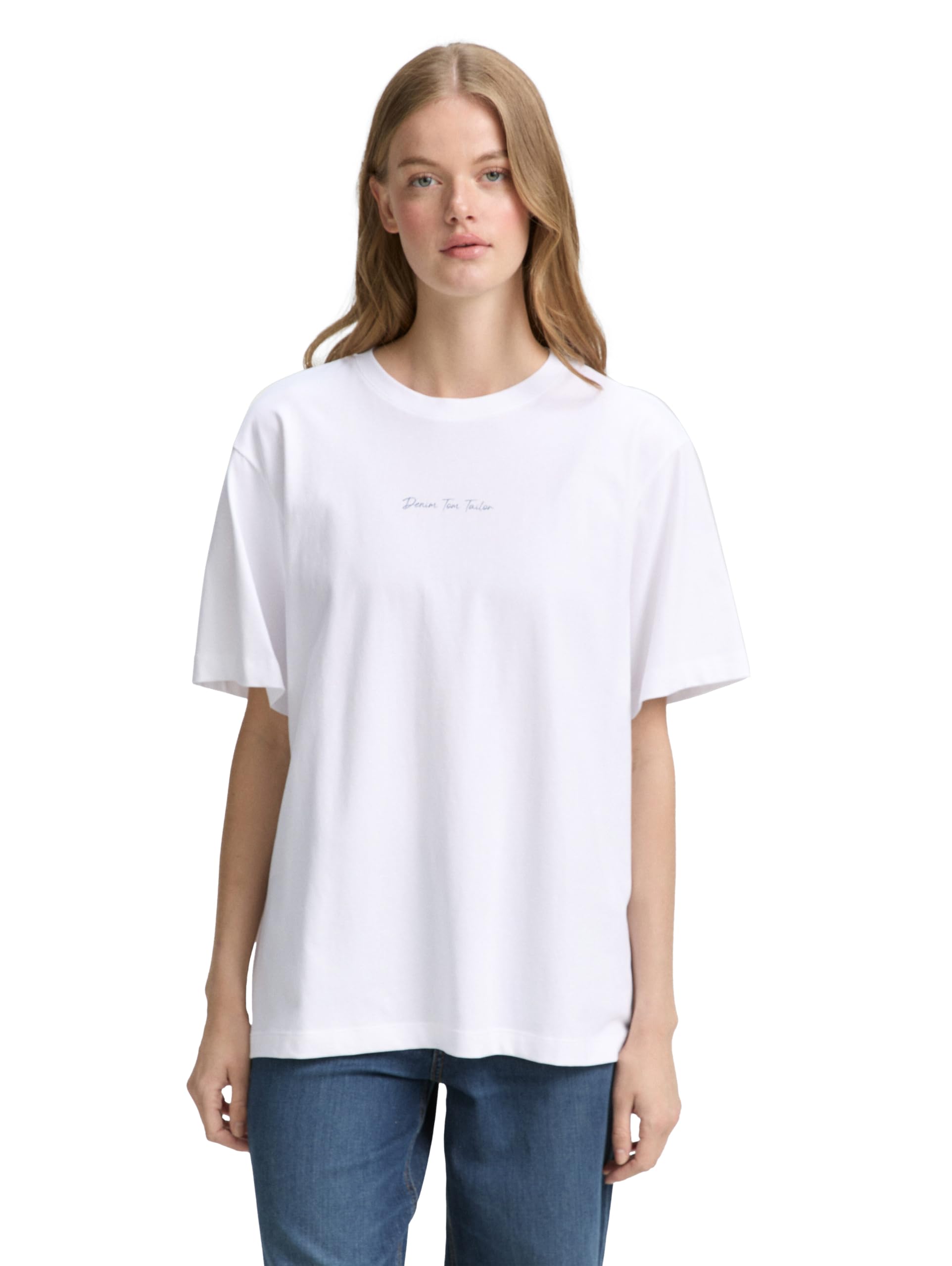 TOM TAILOR Denim Damen Oversize T-Shirt mit Rückenprint
