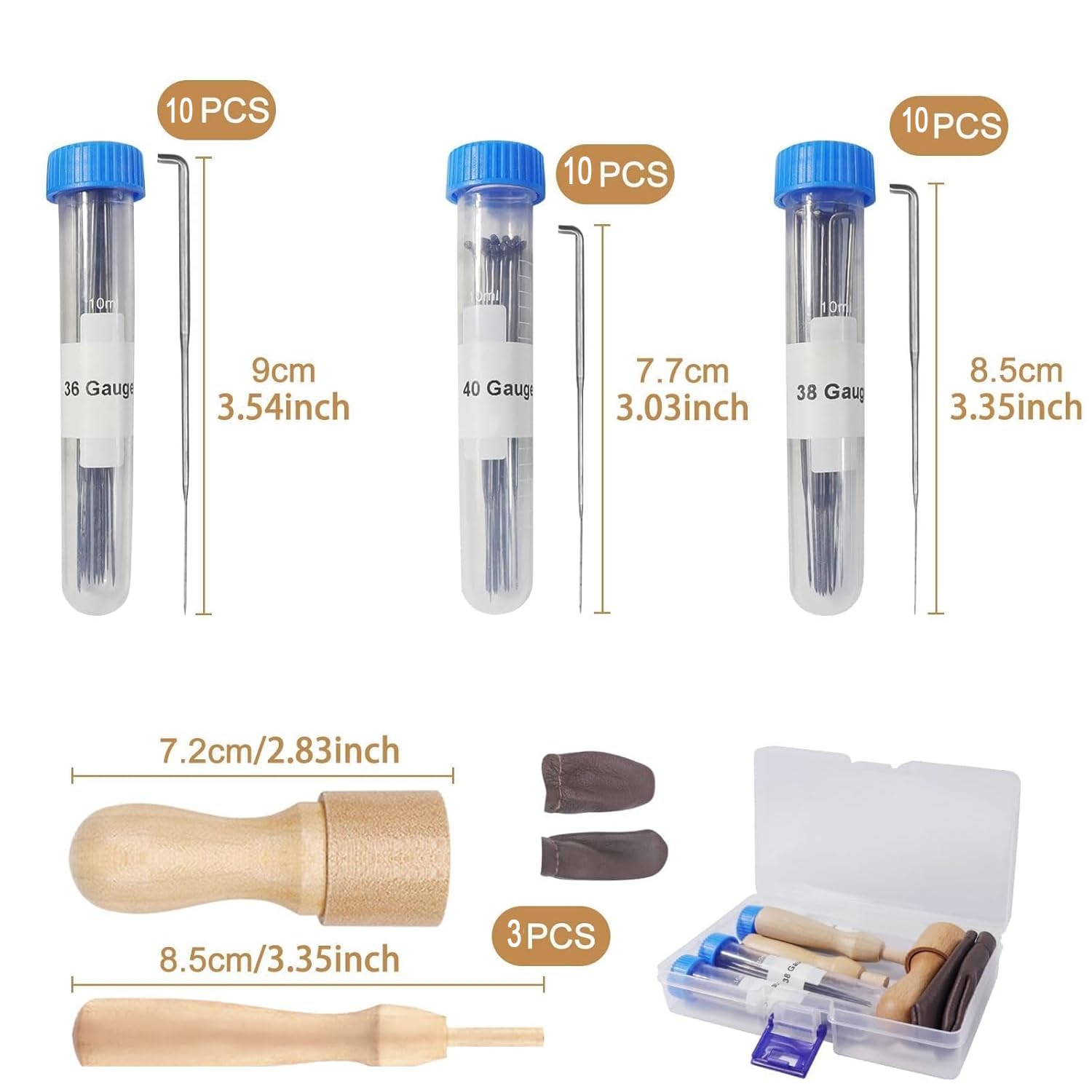 YUNYU 35Pcs Felting Needles Set, 3-Size Needle Felting Kit with Ergonomic Wooden Handles - Image 2