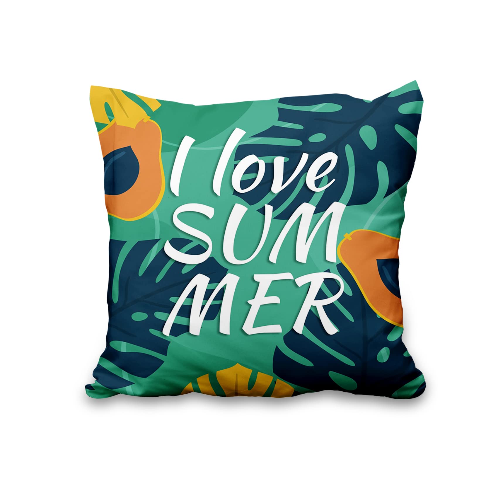 Aoihrraan 50x50cm Set di 4 Federe Cuscini Giornata Estiva Foglie Tropicali Arancia Morbido Peluche Corto Quadrato Copricuscini Divano Casa Decorazioni Agriturismo All'Aperto Terrazza Giardino Divano