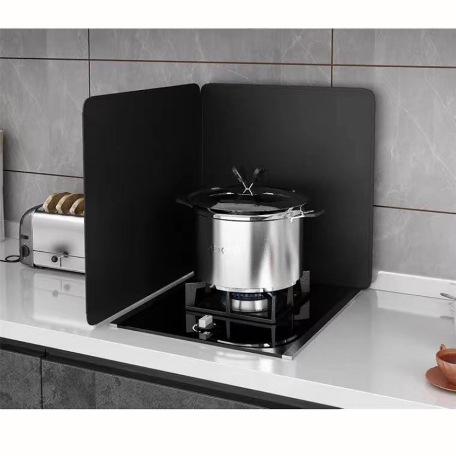 Protector de salpicaduras de grasa de cocina portátil de 35 x 40 pulgadas, protección contra salpicaduras de aceite de cocina, accesorio esencial de cocina que evita el desorden y las quemaduras
