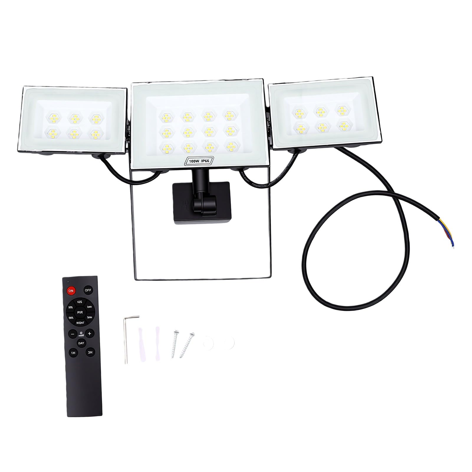 Fafeicy Czujnik Ruchu PIR Reflektor LED IP66 100W 15000LM | Oświetlenie Zewnętrzne od Zmierzchu do świtu z Pilotem do Kontroli Parkingu na Podwórku