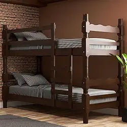 Beliche Madeira Maciça - vira 2 Camas - para Colchão 78/88 x 188cm Porto Multimóveis Vcr4138 Imbuia