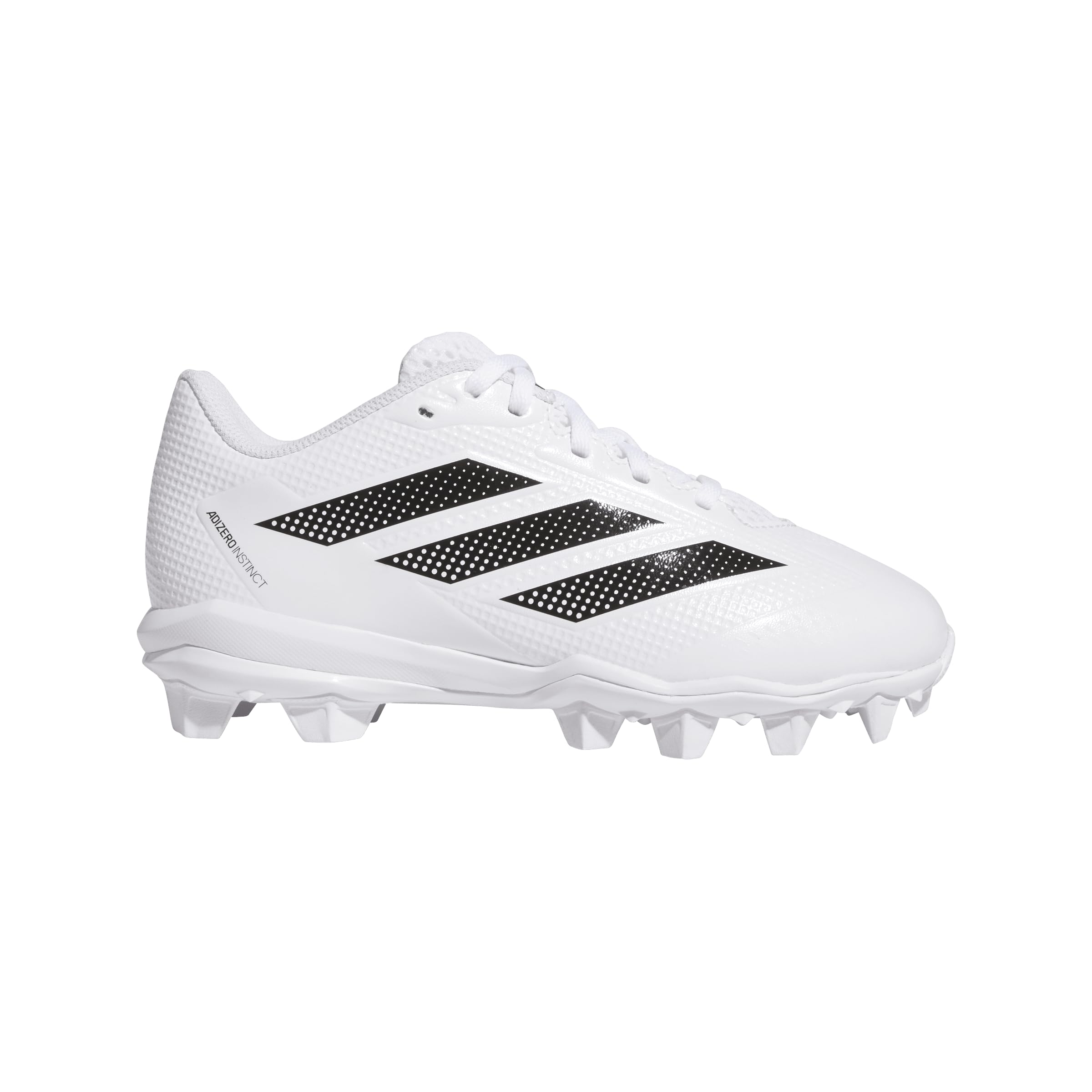 adidas Adizero Instinct 2.0 Molded Softball Sneaker, White/Black/Black, 3 US Unisex Little Kid