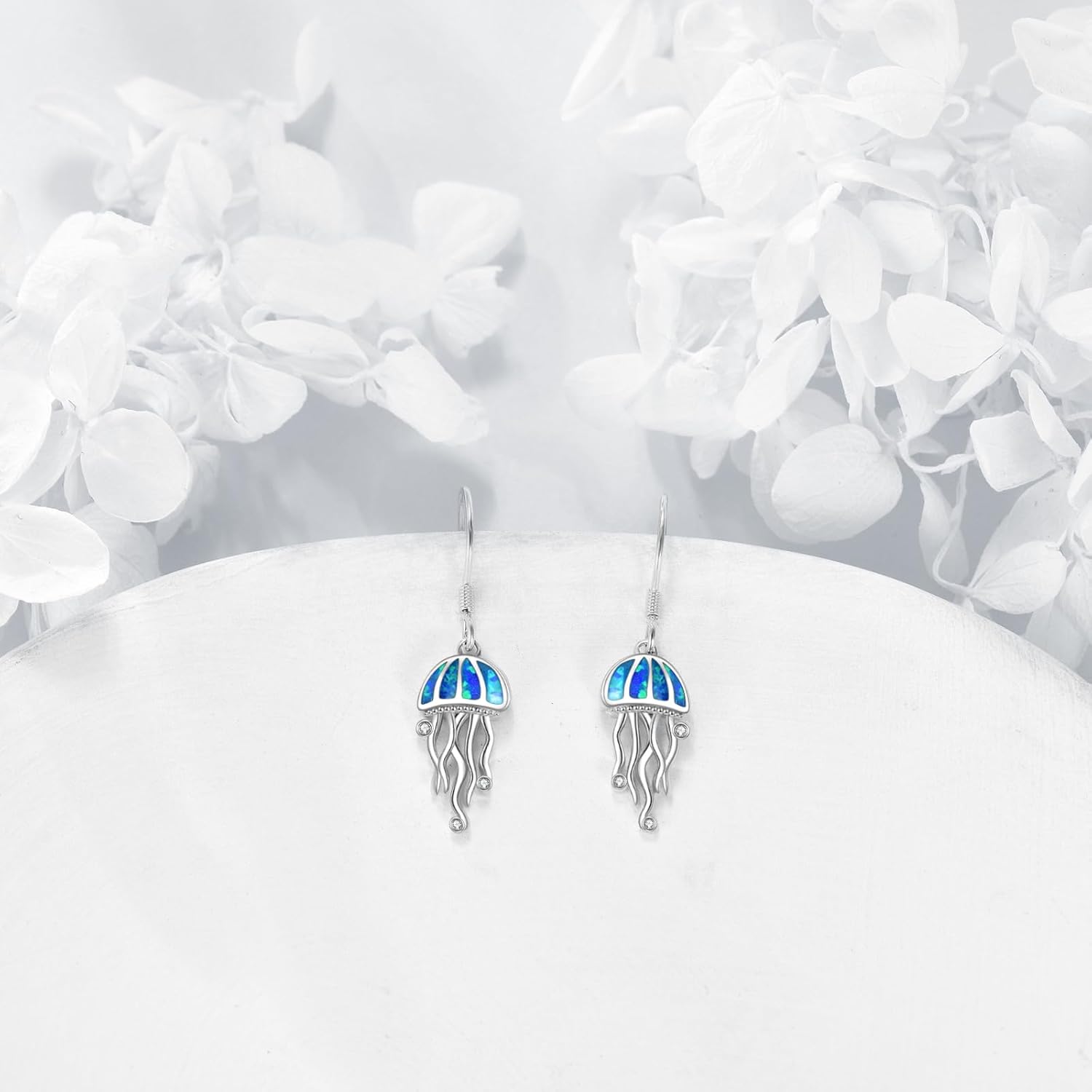 Jellyfish Earrings 925 Sterling Silver Jellyfish Animal Dangle Earrings Jewelry Gifts for Women Jellyfish Ocean Lovers - Image 2