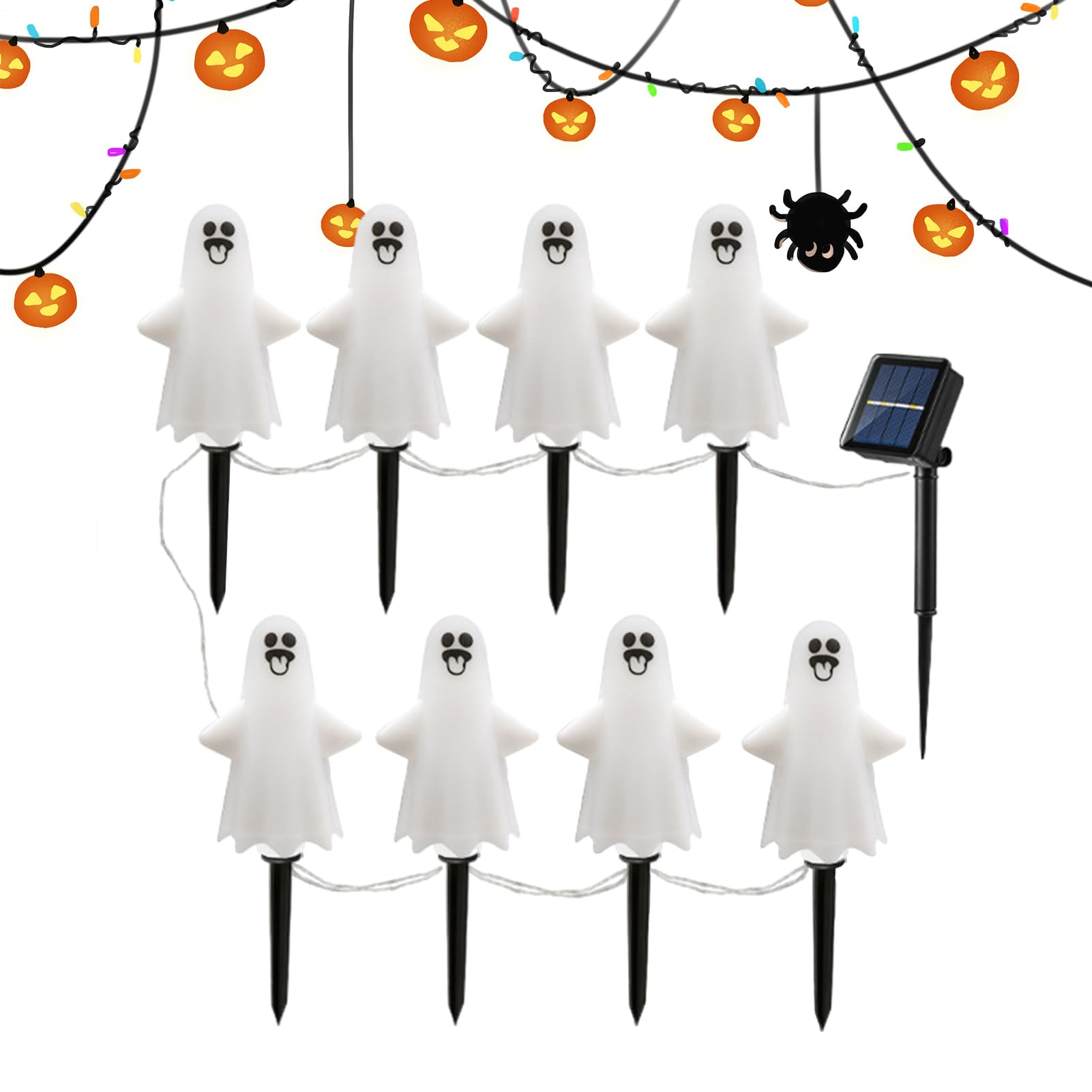 Lampes solaires d'extérieur pour Halloween : lanterne effrayante pour piscine et pergola
