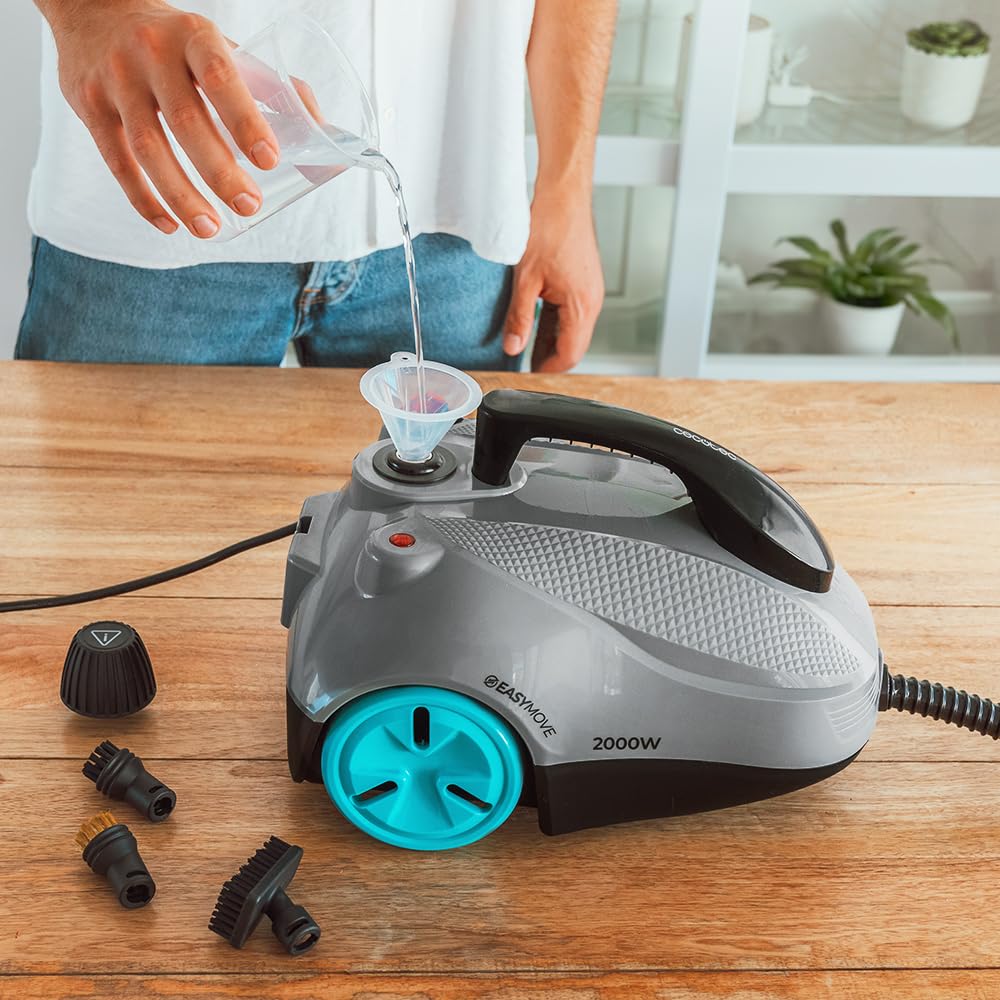 Cecotec Vaporeta de Trineo Hydrosteam 2000 Easyhome Max, 2000 W de potencia, 60 g/min, 5 bares de presión, 7,5 m radio acción, Depósito XXL 2 litros, 150 min ininterrumpidos, kit Accesorios