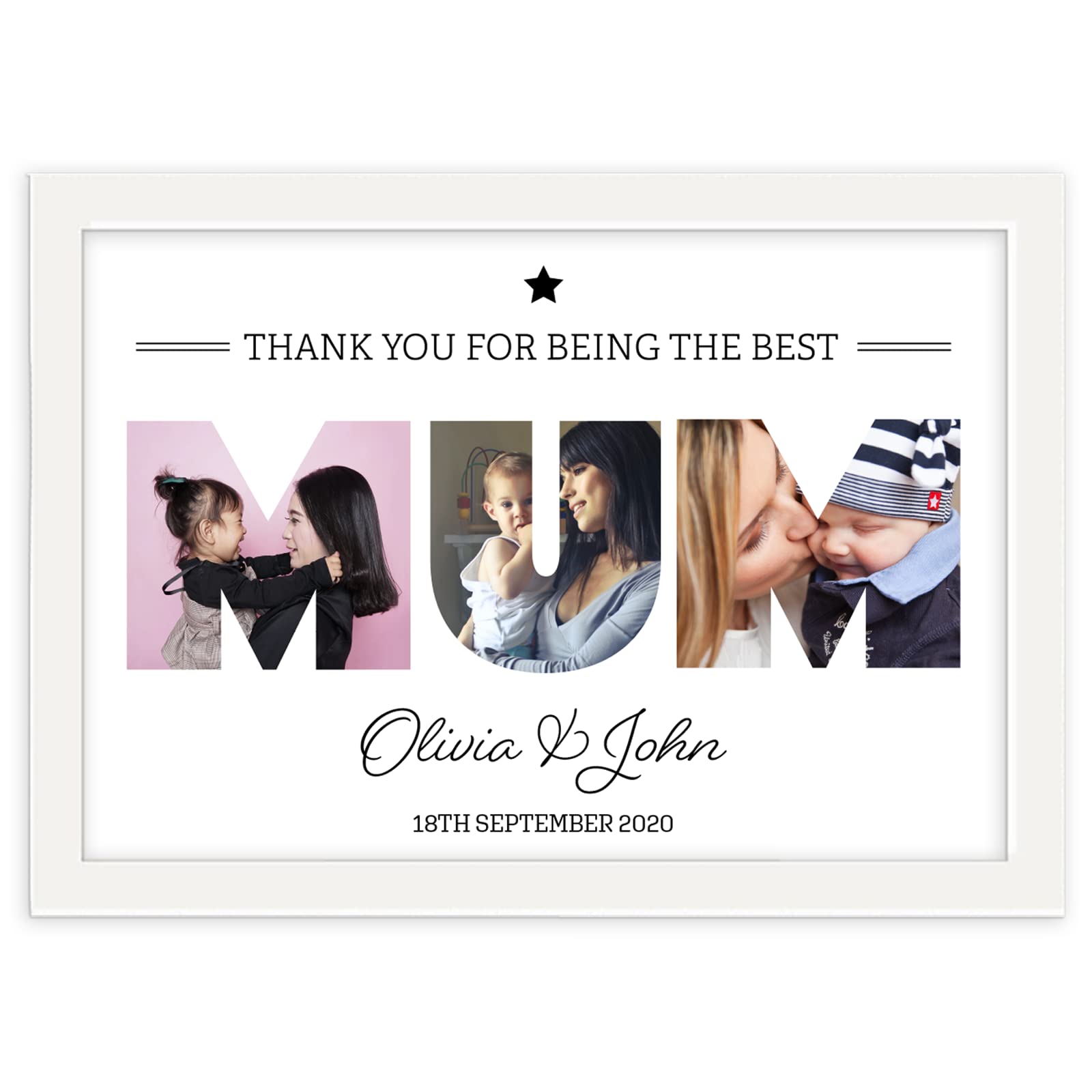 You Personalise White A4 Mum Personalised Photo Collage Framed