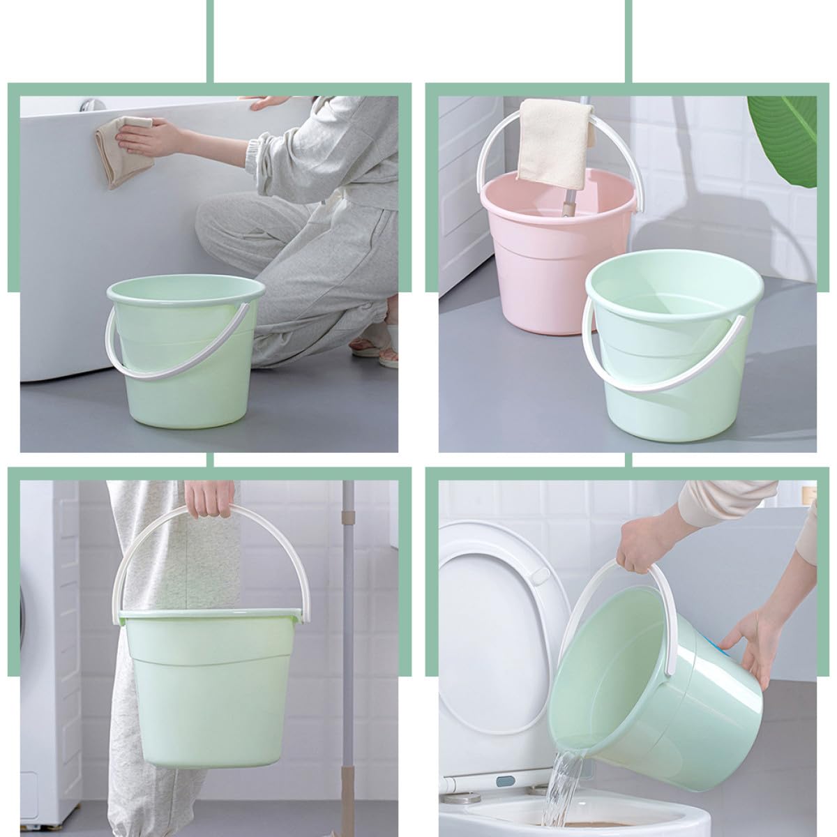 Healeved Secchio Robusto 12,2l Plastica Auto in e Lavaggio per con Pp Rotonda Manico Capacità Ampia Forma per Pulizie Domestiche e Giardinaggio