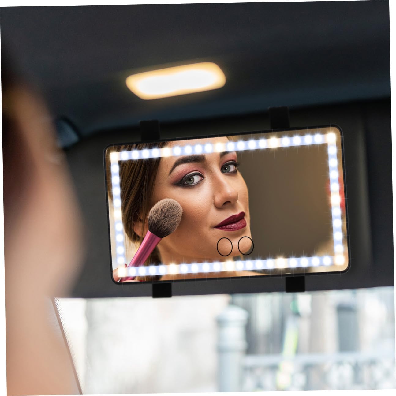 Car Visor Makeup Mirror with Rechargeable LED Lights Light Modes for Illumination Any Vehicle Sleek Design for Easy Installation Visor