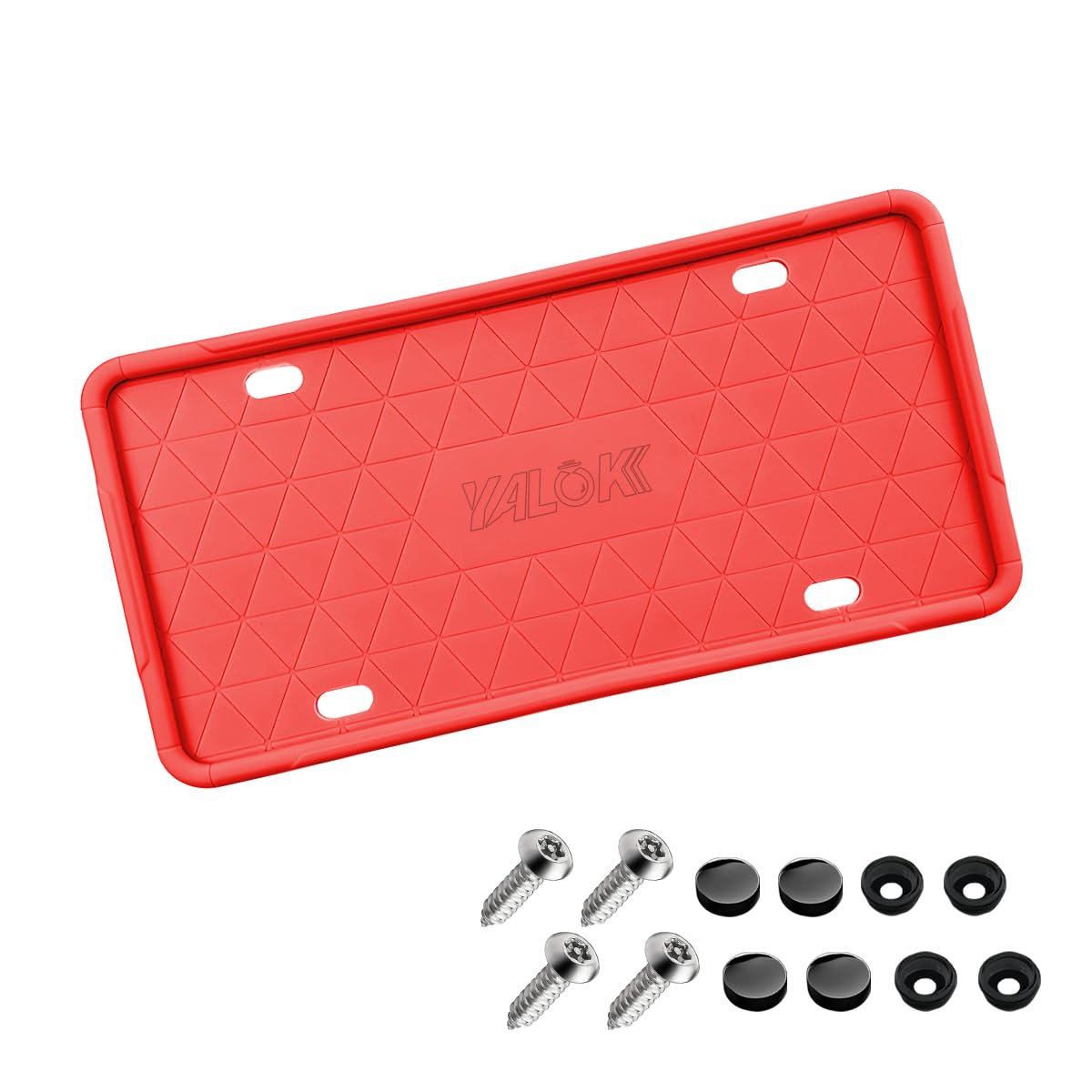 Silicone License Plate Frame with Drainage Holes, Universal US Car License Plate Bracket Holder. Rust-Proof, Rattle-Proof, Weather-Proof Car Accessories (Red/1PCS)