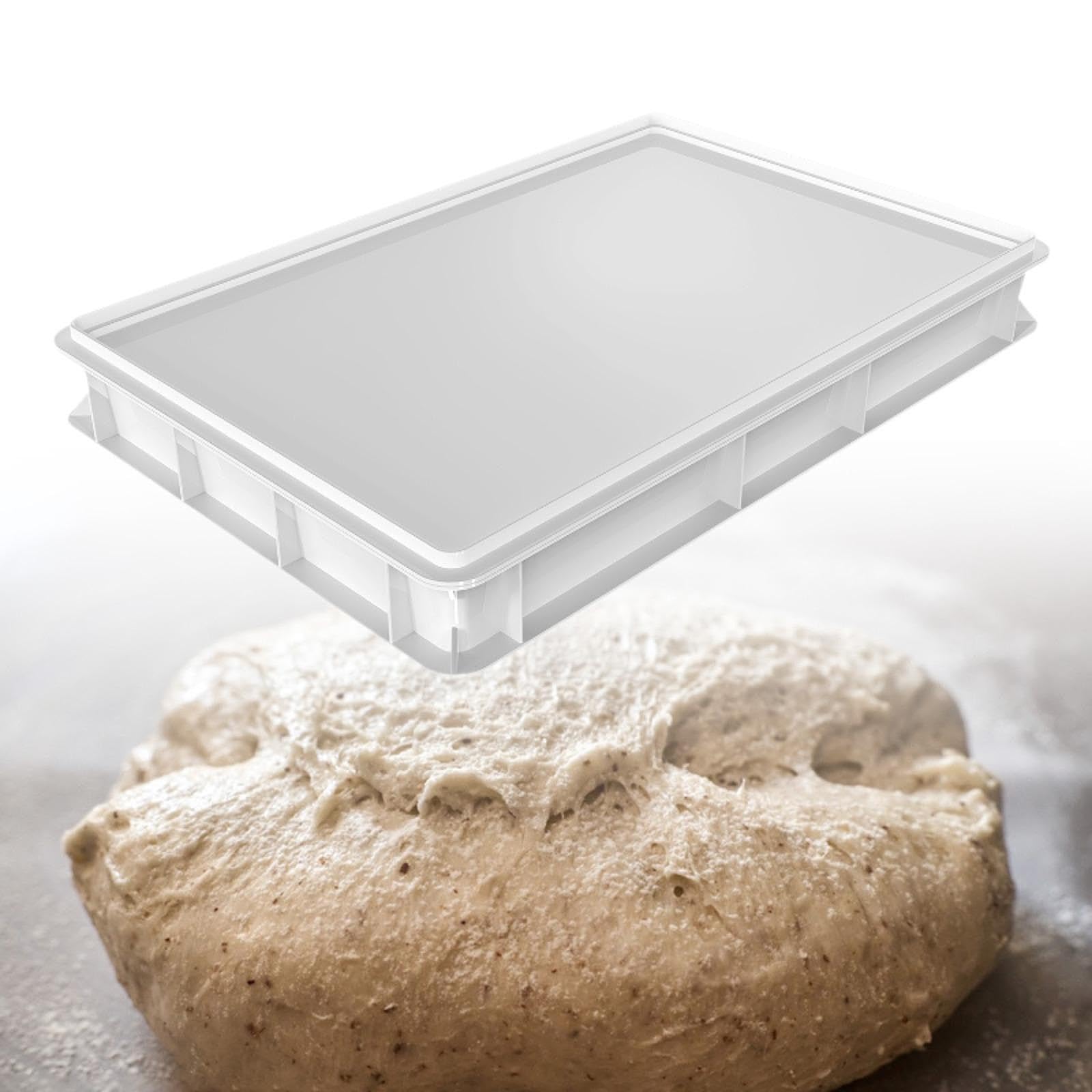 Caja de Fermentación de para Pizza Contenedor de con Tapa Cuadrada Diseño Apilable Que Ahorra Espacio Material PP Adecuada para, 60cmx40cmx7.5cm