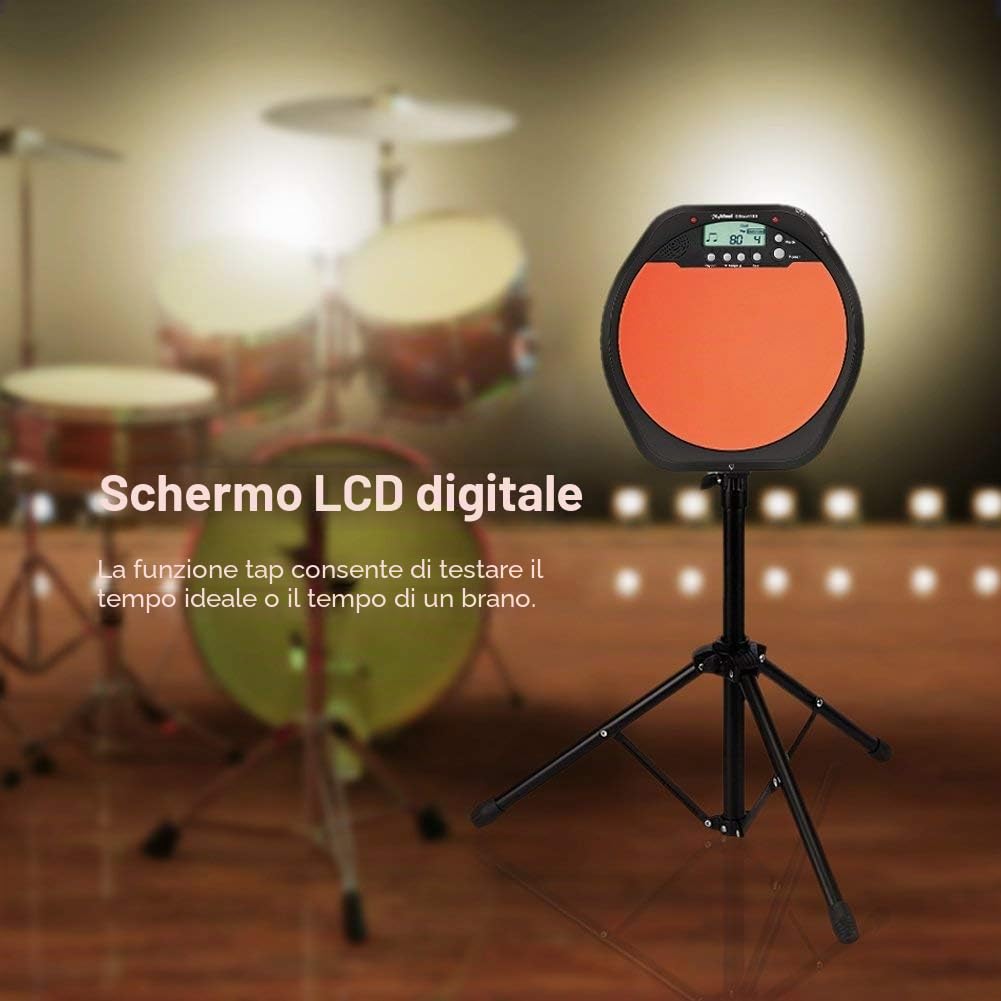 Alomejor Drum Pad Practice Training Metronomo Drum Machine con Display LCD Auricolare per Allenamento