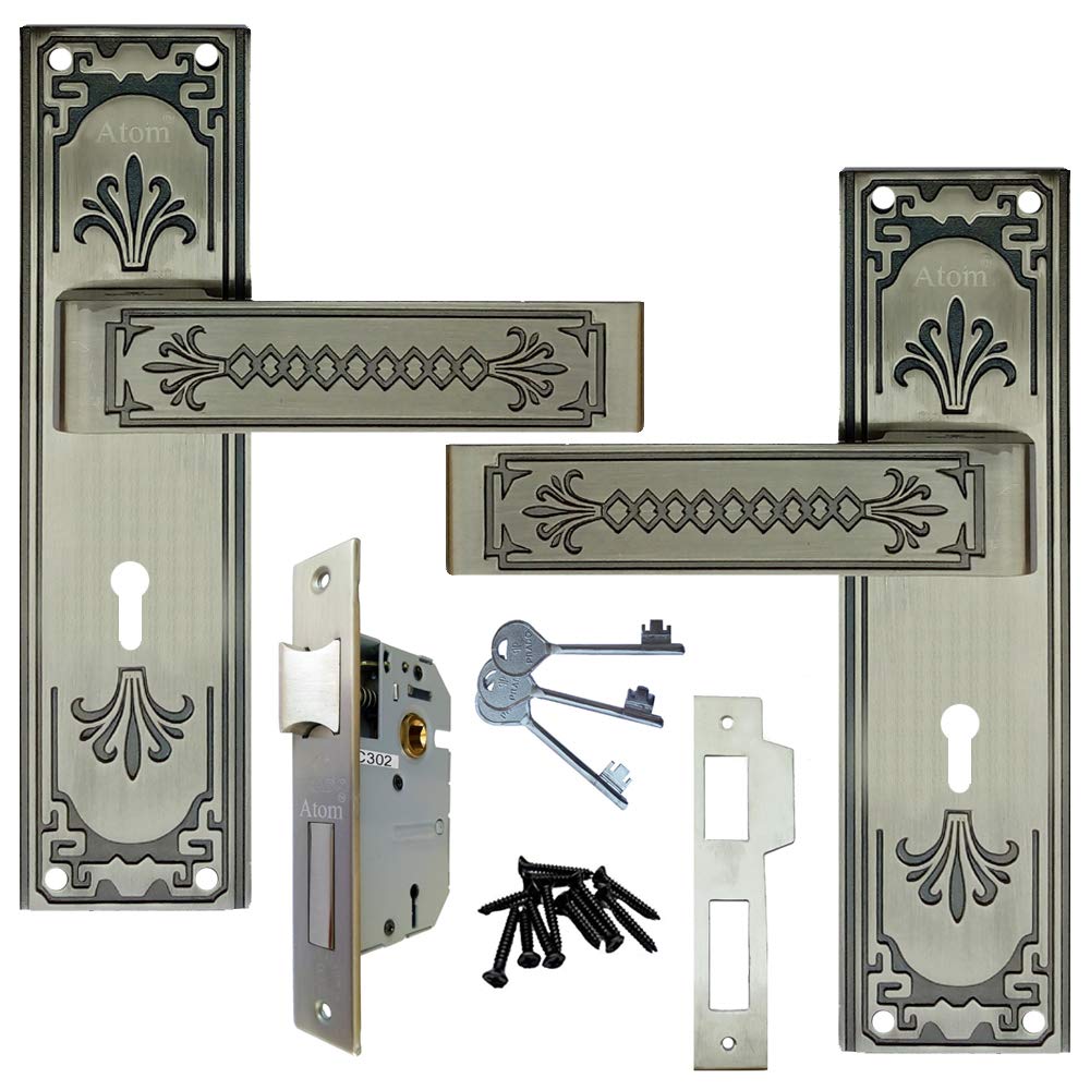 Zero Error Mortise Door Lock NEXON K.Y. 8 Inch Mortice Handle Pair in Black Silver Finish with