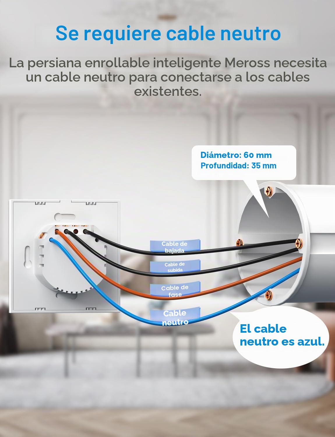 Meross Interruptor de Cortina, Interruptor de Persianas LED Inteligentes WiFi (Necesita Cable Neutro) Compatible con Alexa y Google Assistant, Control por Porcentaje, 2.4GHz