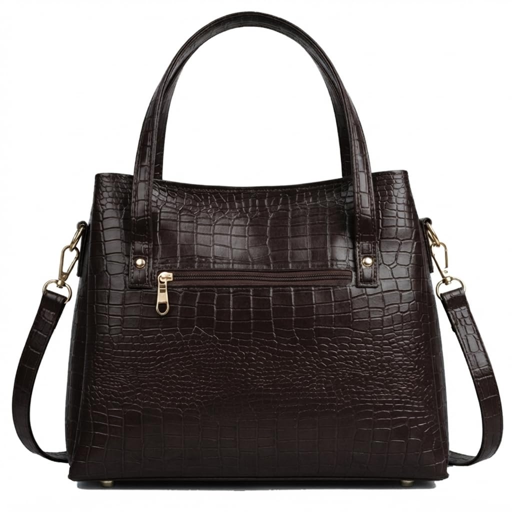 avéraa women handbag for women | stylish croco pattern 2 compartment shoulder bag | ladies purse with detachable sling strap & front zip pocket | office, travel & daily use