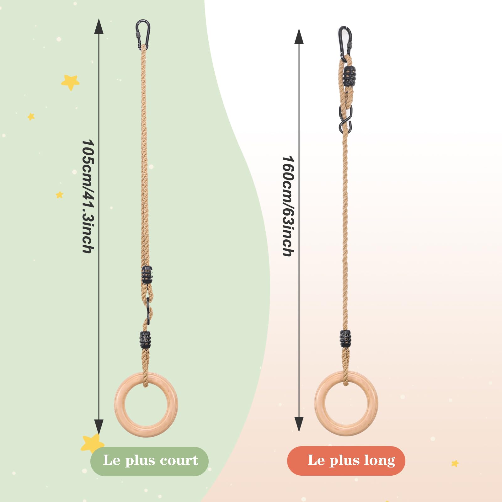 Anneaux de Gymnastique, Gym Ring en Bois ， Extérieur et Intérieur