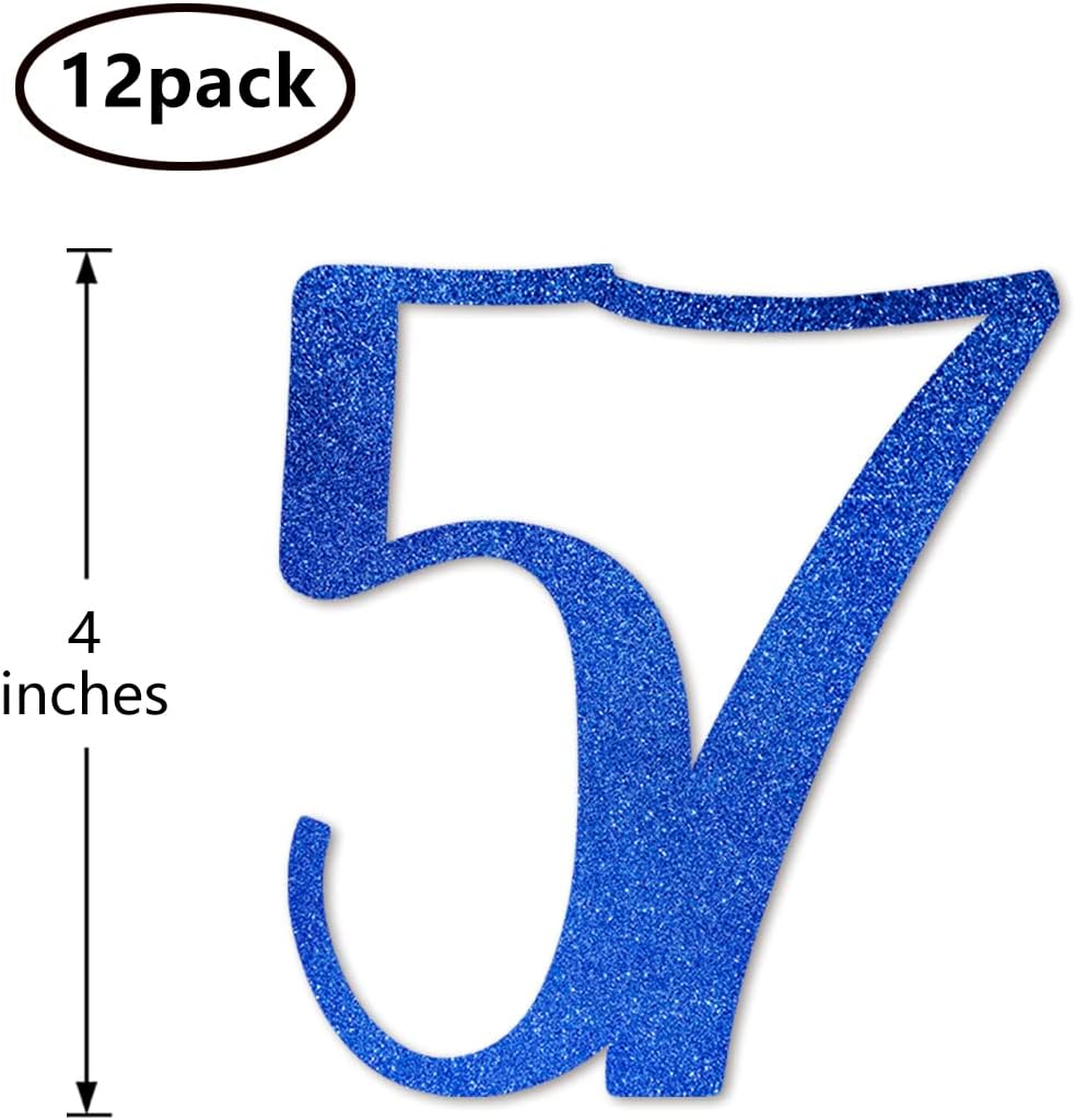Blue Glitter 57 Cut-Out Numbers, 57th Birthday Party Anniversary Decorations DIY Essentials