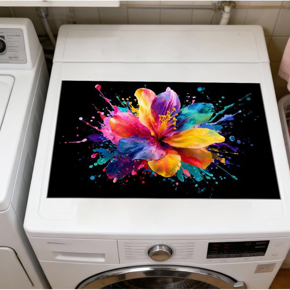 Bakery Stove Mat Cover Colorful Floral Art Design 28.35 x 20.47 Inch Decorative Gas Stove Top Cover for Electric Stove & Gas Stove Top Kitchen Protector