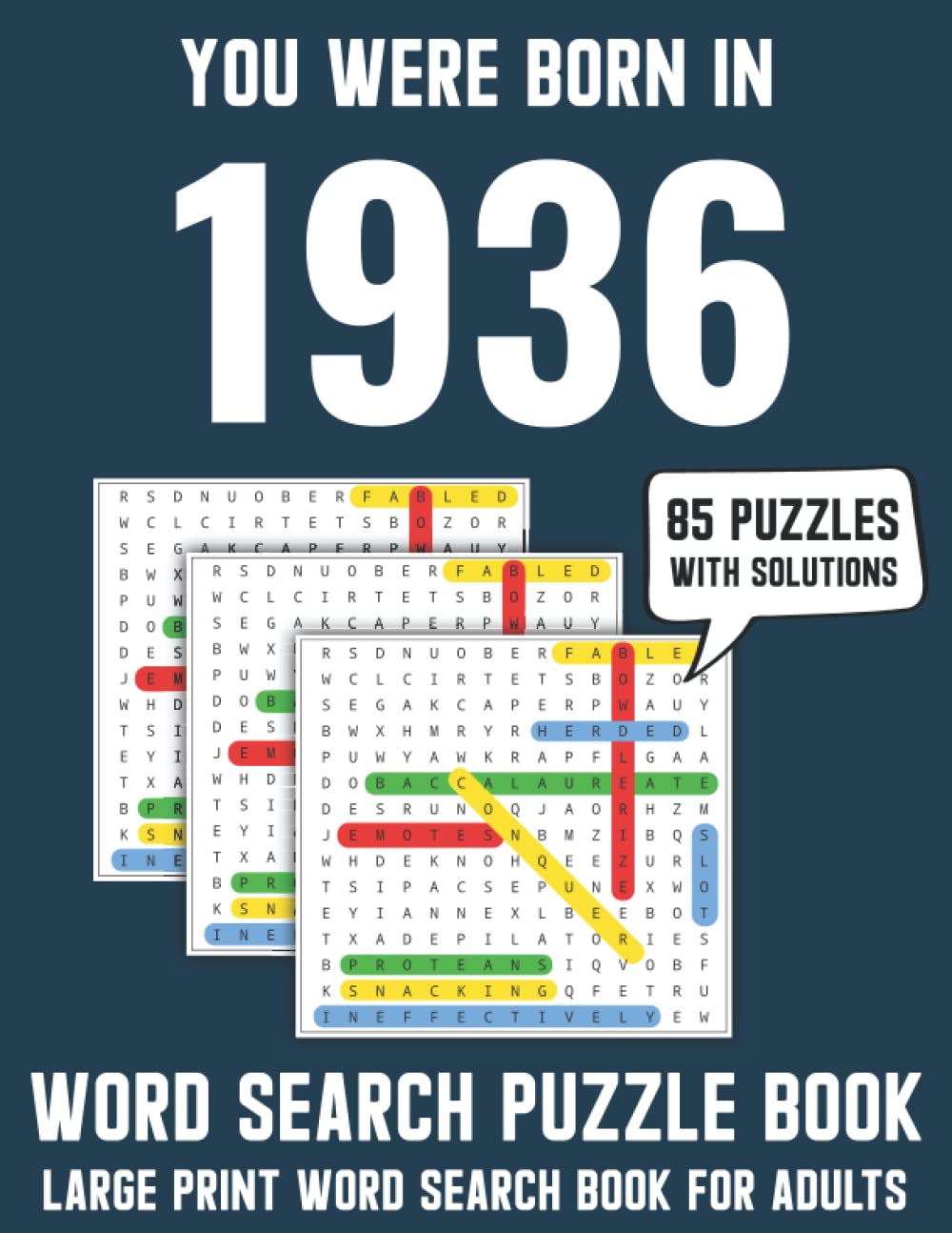 You Were Born In 1936: Word Search Puzzle Book: Large Print Word Search Puzzle Book Gift For Adults, Seniors & Teen With Solution (85 Puzzles & 1500+