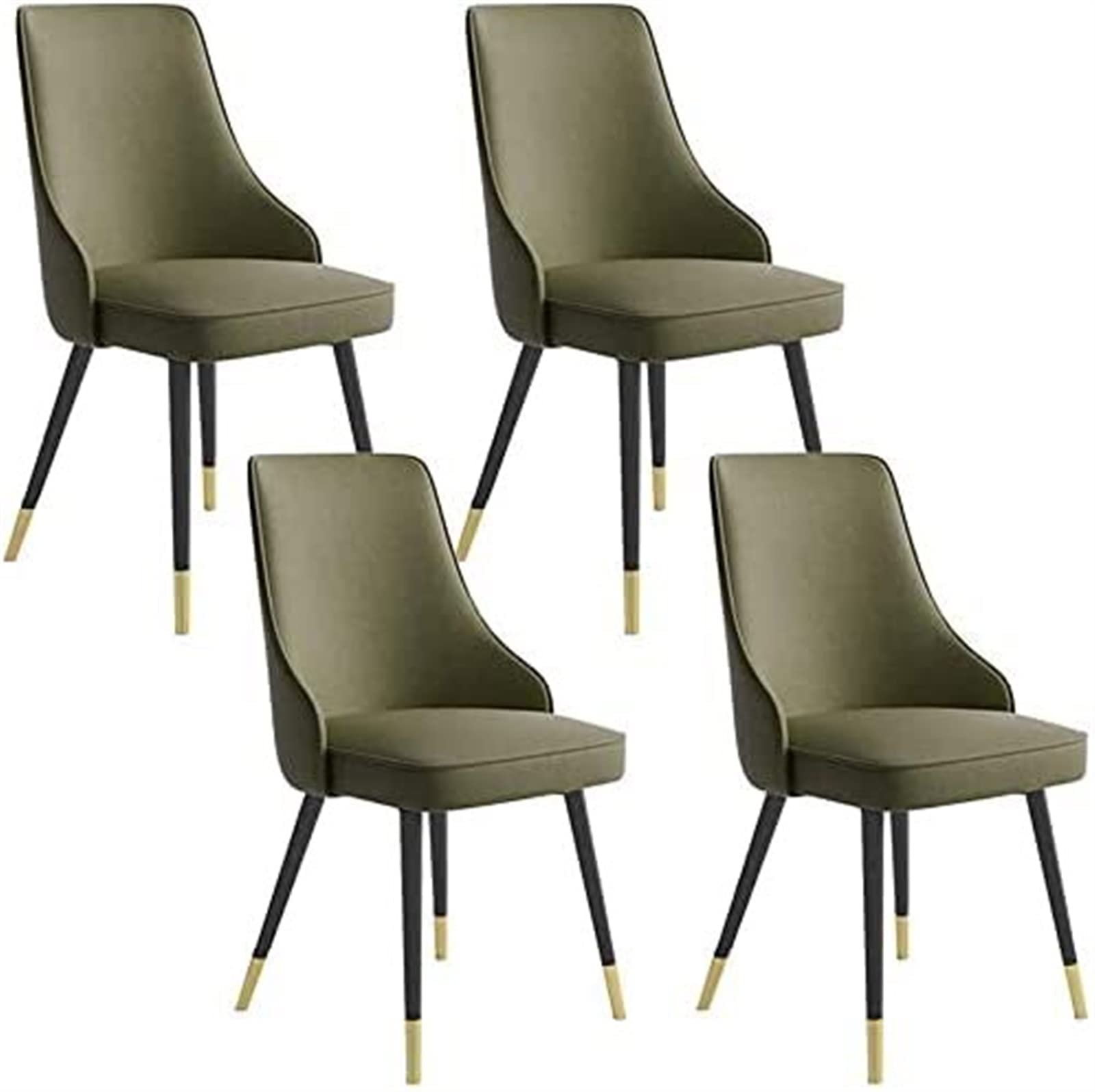 SJIALEN Modern Kitchen Chairs Set of 4, Living Room Bedroom Home Makeup Chair Wrought Iron Non-Slip Feet Leather Thicken Backrest Chair Kitchen Chair (Color : Green, Size : 48x46x88cm)