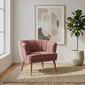 Poltrona Cadeira para Sala de Estar Confortável Tecido VeludoMOBLAN decor (Rosa escuro)
