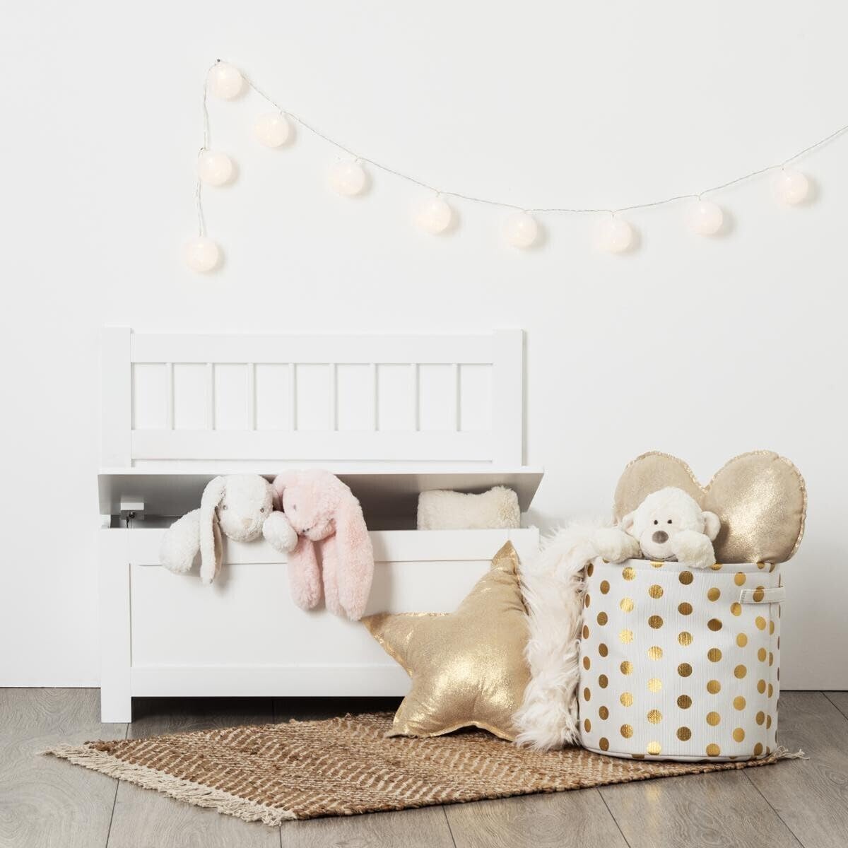 Atmosphera - Banc Coffre Enfant Blanc en Bois