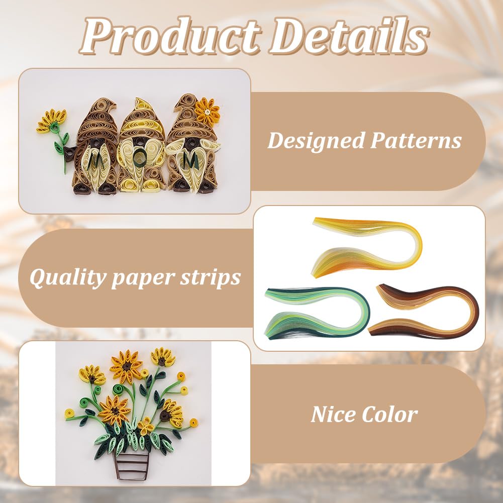 WEBEEDY 20 Kit di biglietti d'auguri, quilling, festa della mamma, kit di quilling in carta, per adulti principianti, 5 stili, mamma girasoli, gnomi, kit di creazione di carte quilling 3D con
