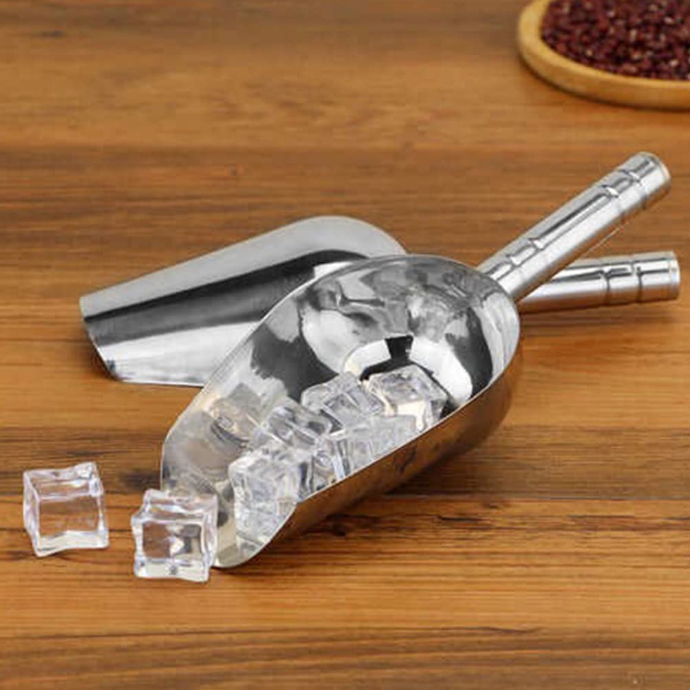 Cuchara para Hielo Palas para Cubitos de Hielo de Acero Inoxidable Comida Caramelo Grano Raspador Cuchara para café Cuchara dosificadora Tazas medidoras para Mascotas para Harina de Hielo Arroz Palo