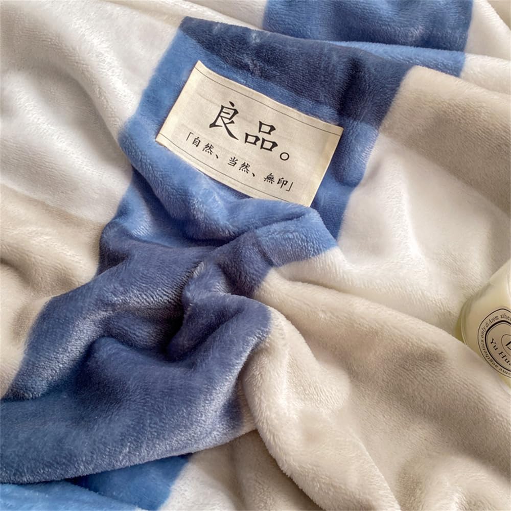 FANSU Coperta Plaid in Pile di Flanella Super Morbida e Calore, Copriletto Stampa Scozzese per Letto Singolo/Matrimoniale, Coperta Divano in Microfibra Spessa Invernal (180x200cm,Blu)