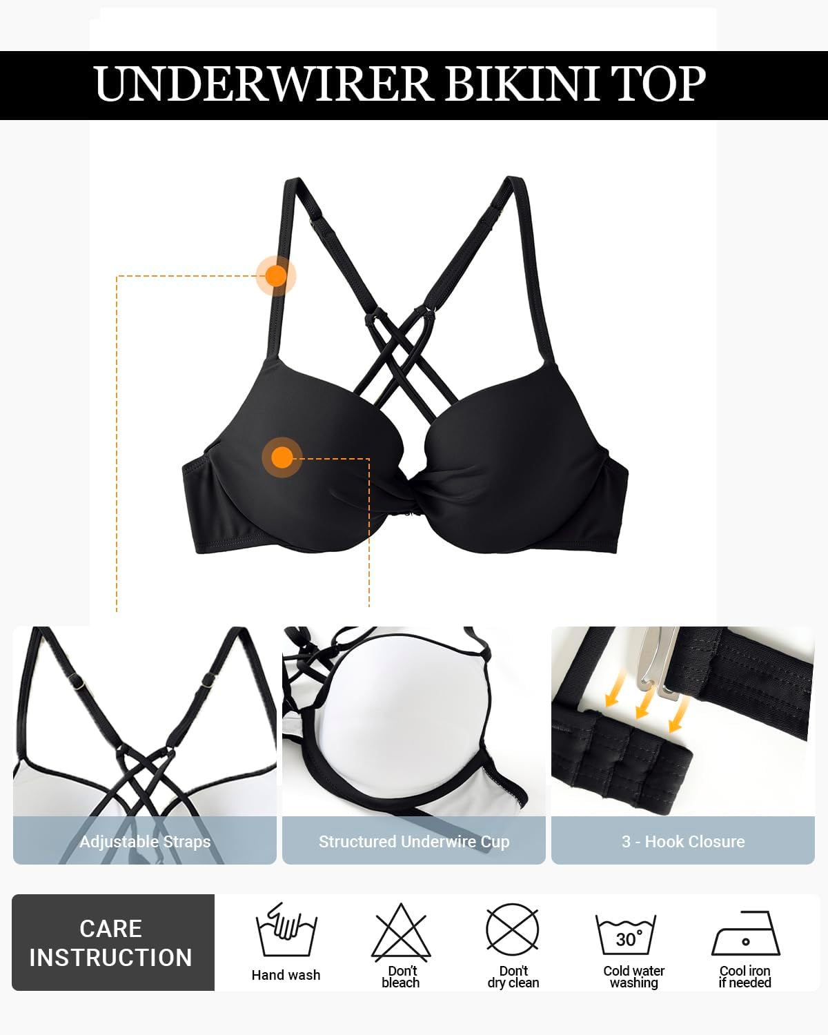 Aqua Eve Womens Underwire Bikini Top - Push Up Swim Top Twist Front Crisscross Back Swimsuit 2026 - Image 5